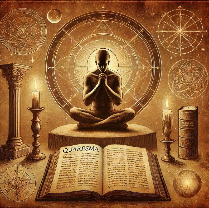 a imagem representa o conceito da Quaresma com uma atmosfera de introspecção e purificação espiritual